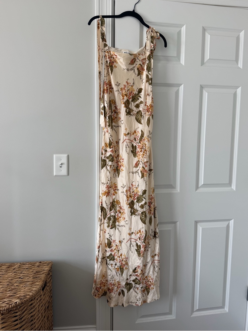 Reformation Satin Ivory Floral Maxi Dress Size Small - Picture 1 of 7